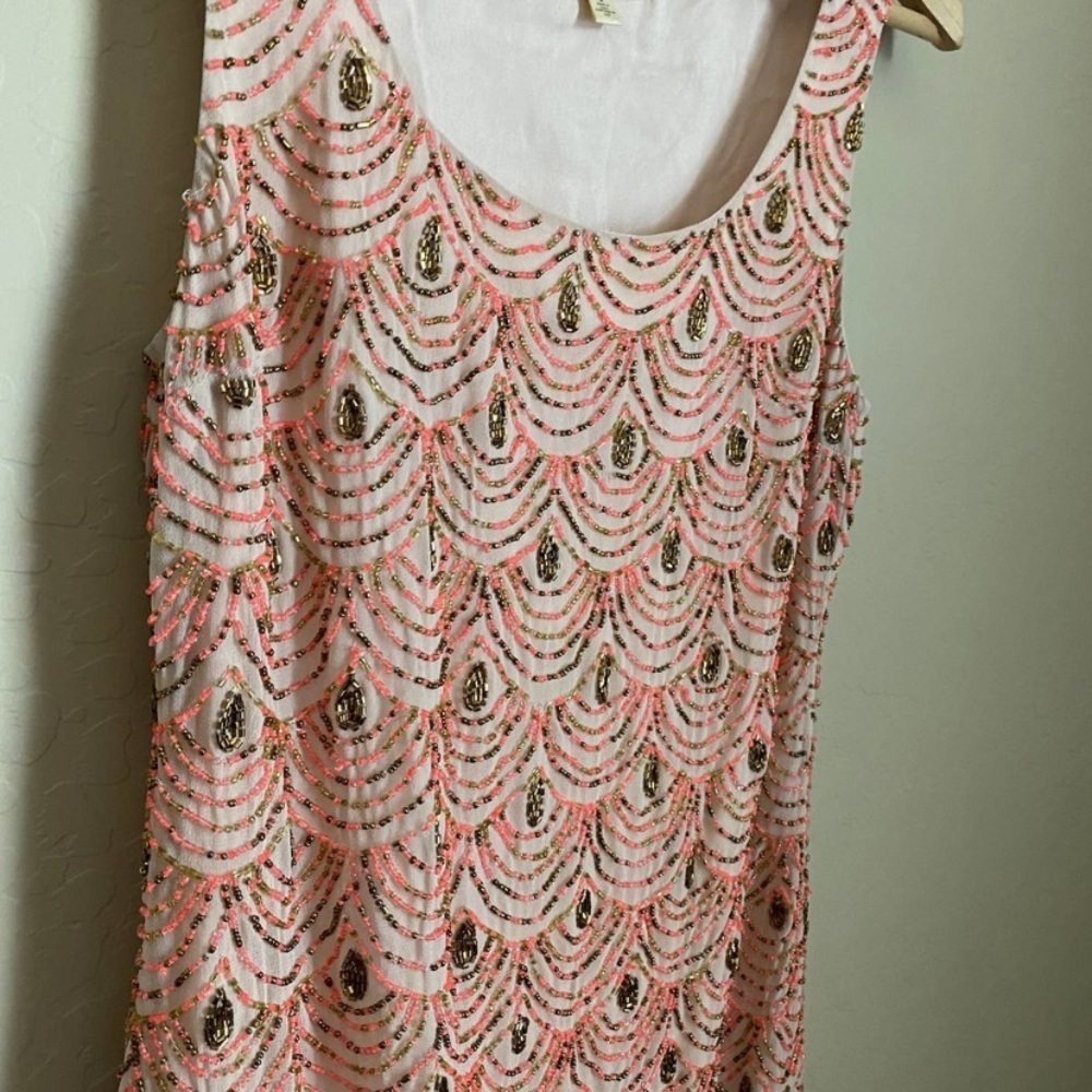 Anthro Moulinette Soeurs Pink Beaded Dress Size 2 - Picture 9 of 13